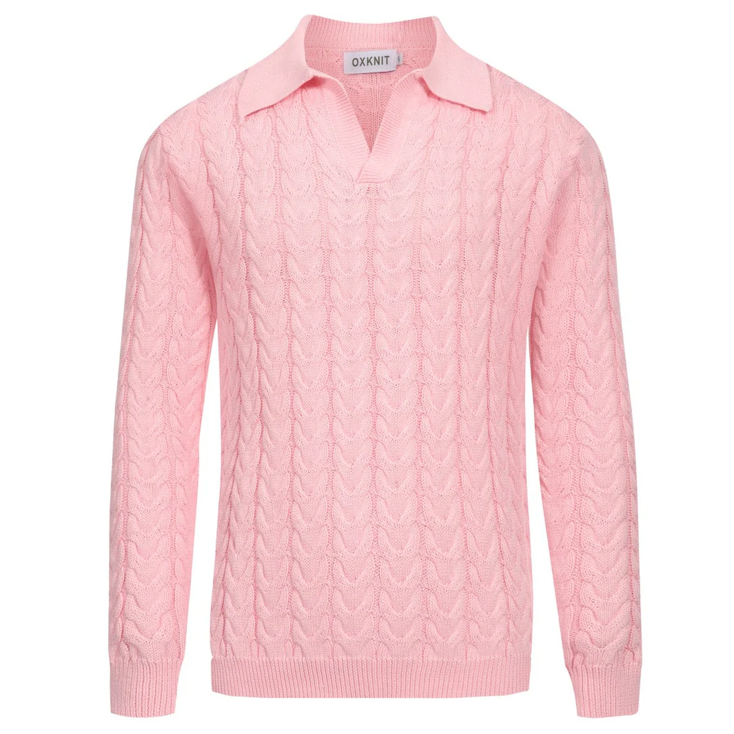 Men's twist knitted pink retro knitwear