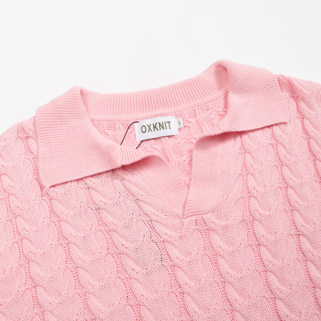 Men's twist knitted pink retro knitwear - Image 4