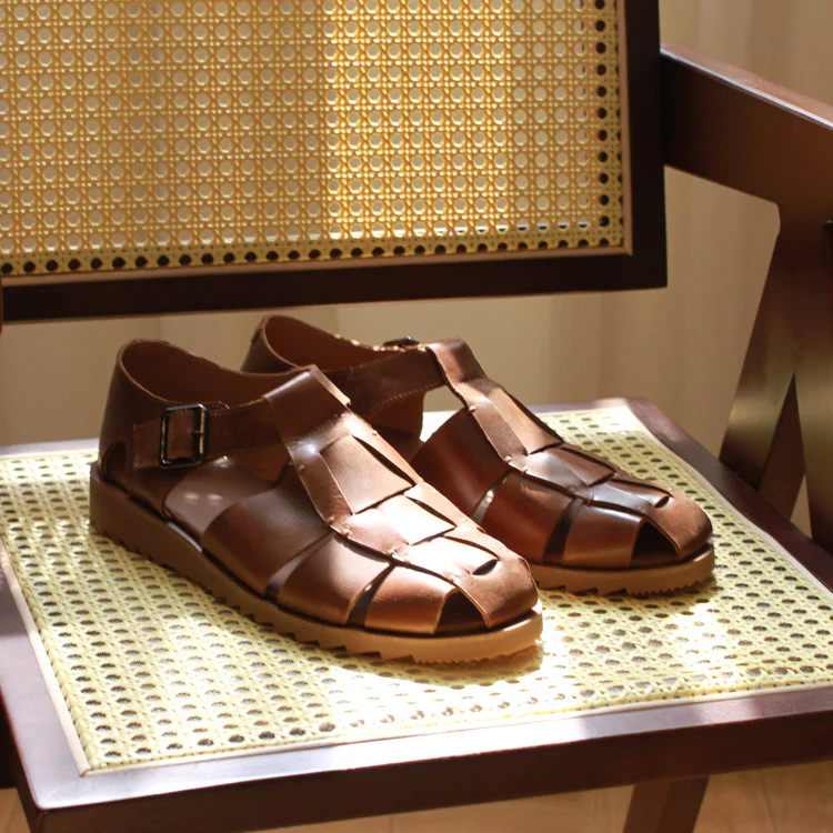 Men's Vintage Versatile Handmade Casual Gurkha Sandals Roman Sandals - Image 3