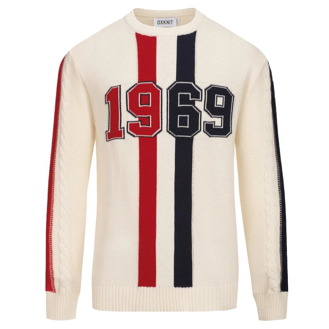 Men's white apricot 1969 jacquard vintage knitwear