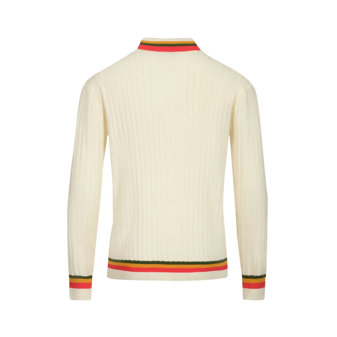 Men's white apricot pit bar color collision knitted polo - Image 3