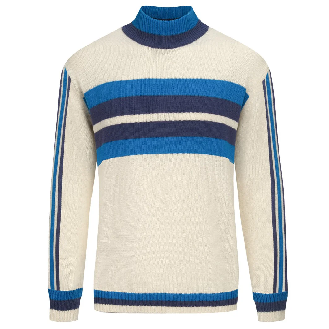 Men's white fashionable artistic striped knitwear
