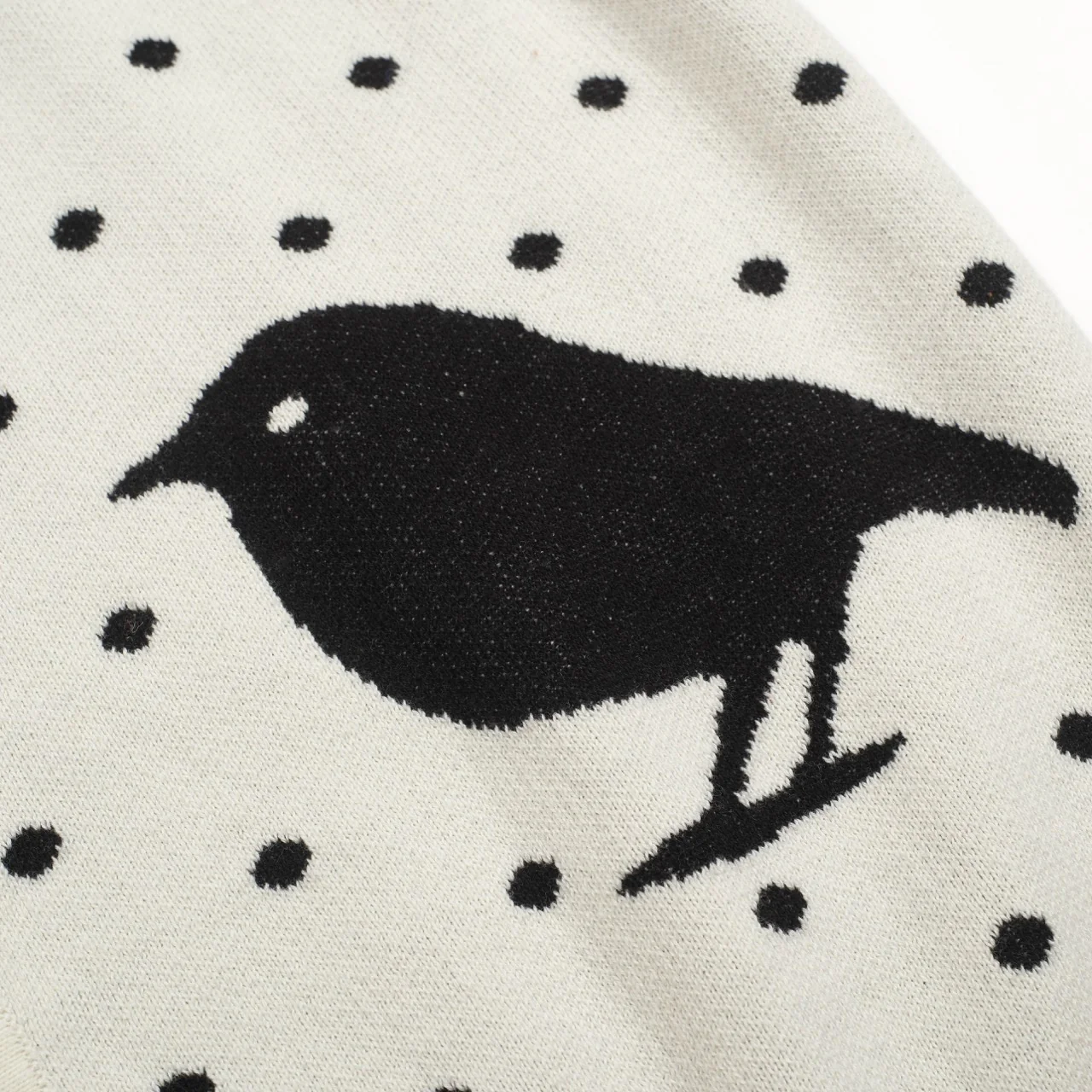 Men's white striped bird art jacquard cardigan - Image 2