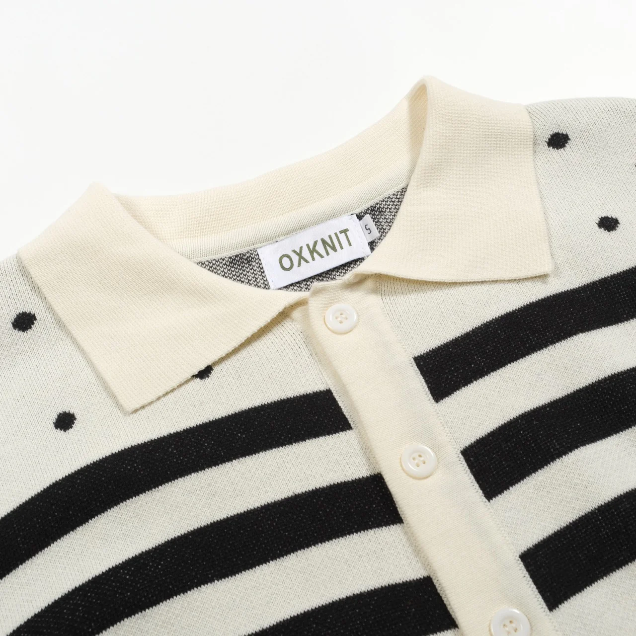 Men's white striped bird art jacquard cardigan - Image 4