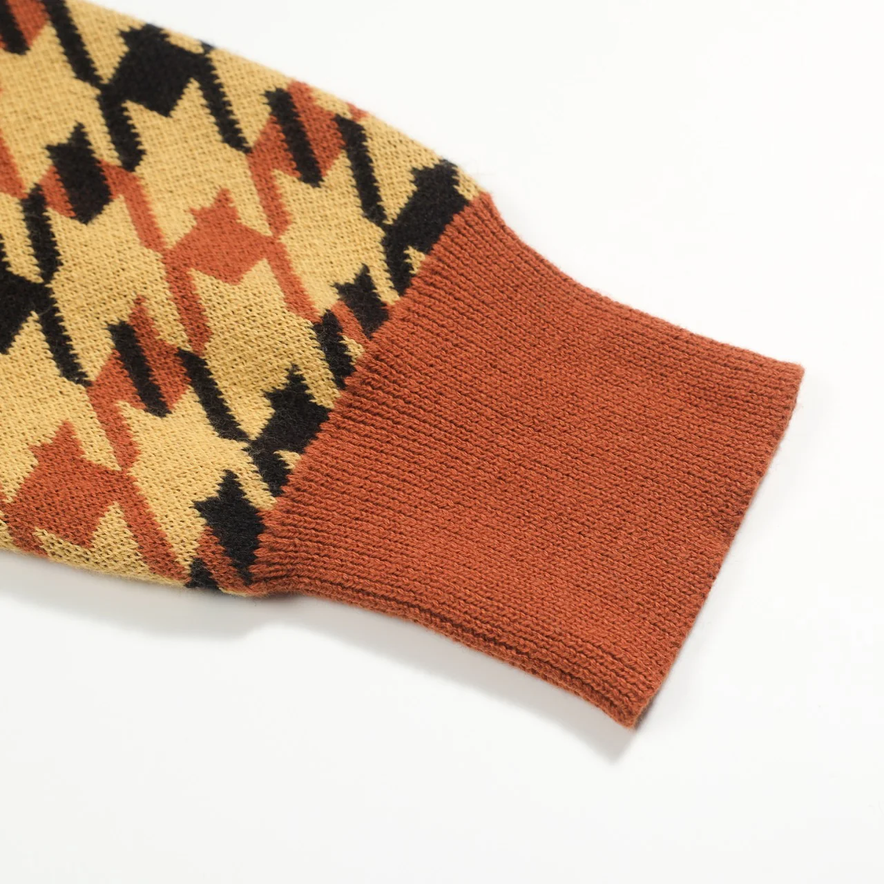 Men's yellow checkered jacquard vintage polo knitwear - Image 6