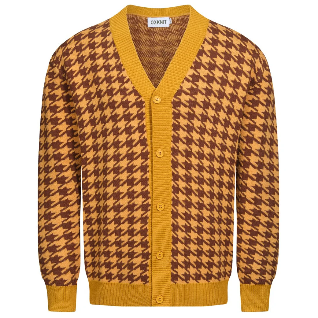 Men's yellow primrose jacquard sweater jacket