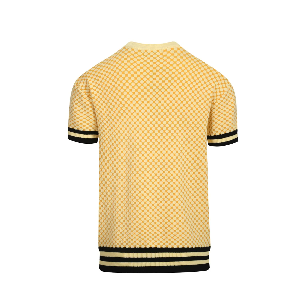 Men's yellow vintage jacquard embroidered knitted T-shirt - Image 3