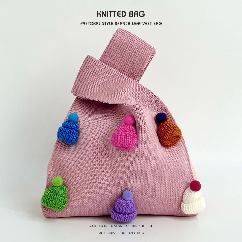 Multicolor hat shoulder bag handbag knitted bag - Image 14
