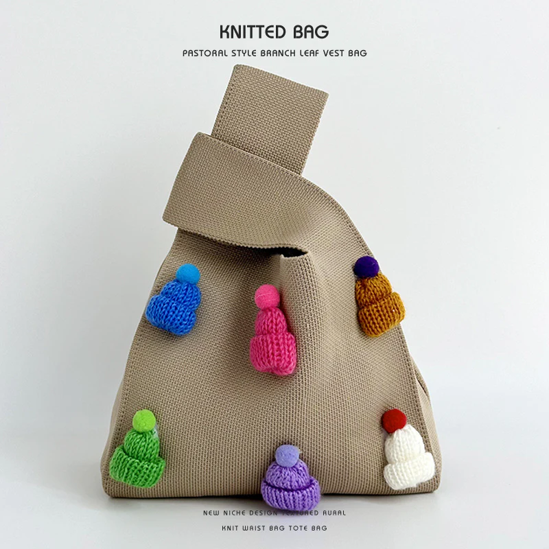 Multicolor hat shoulder bag handbag knitted bag - Image 16