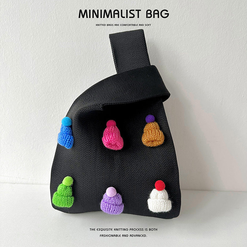 Multicolor hat shoulder bag handbag knitted bag - Image 4