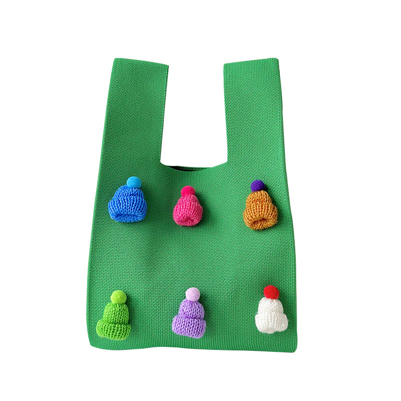 Multicolor hat shoulder bag handbag knitted bag - Image 6