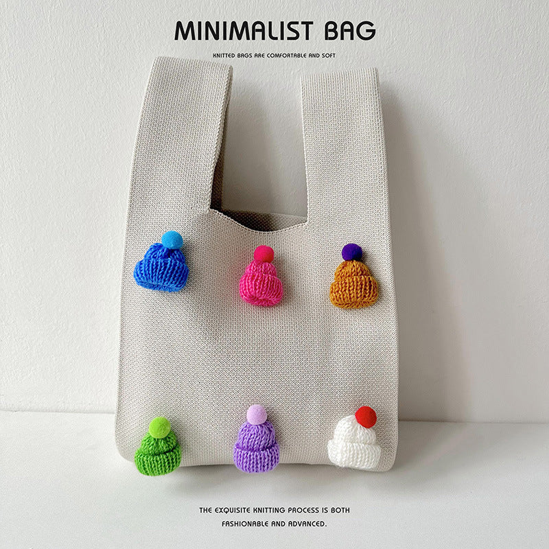 Multicolor hat shoulder bag handbag knitted bag - Image 7