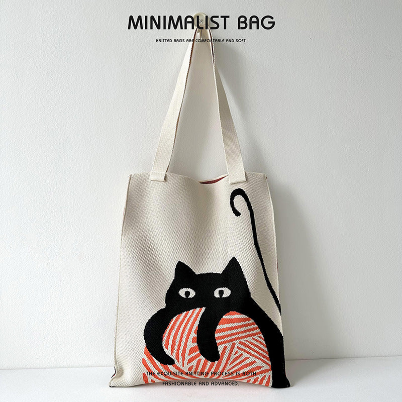 Panda-Cat Knitted Shoulder Bag - Image 3