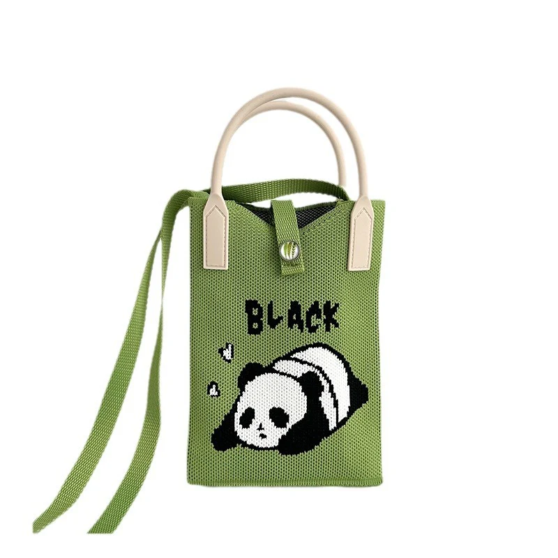 Panda series knitted bag mobile phone bag handbag - Image 6