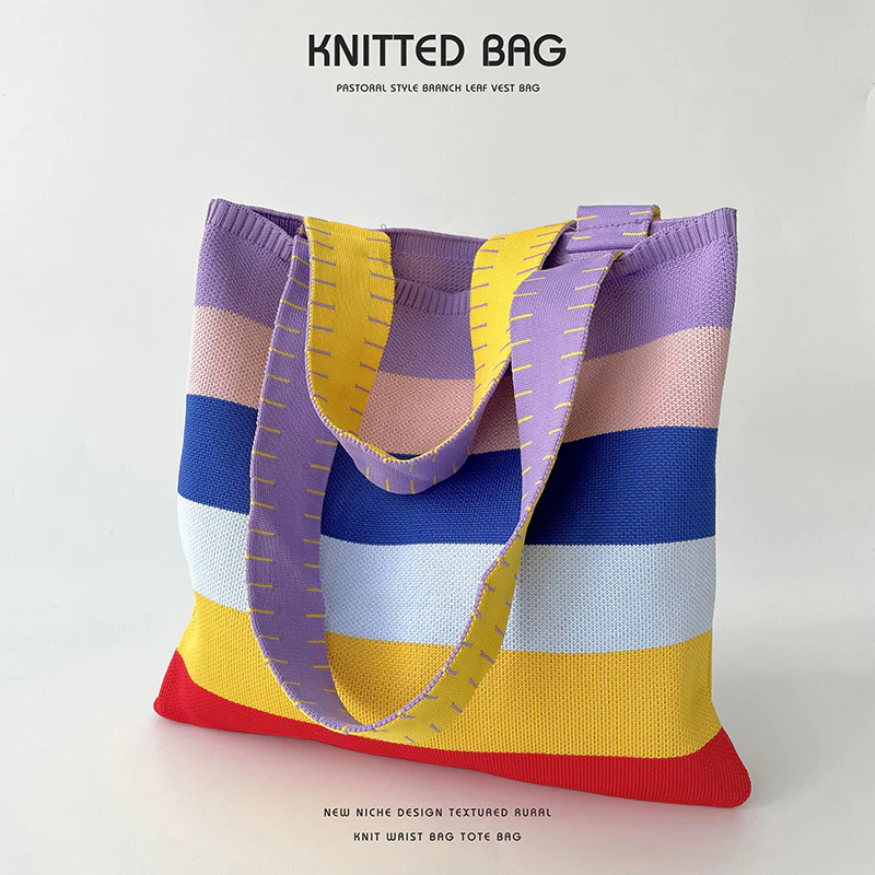 Rainbow Knit Shoulder Handbag - Image 5