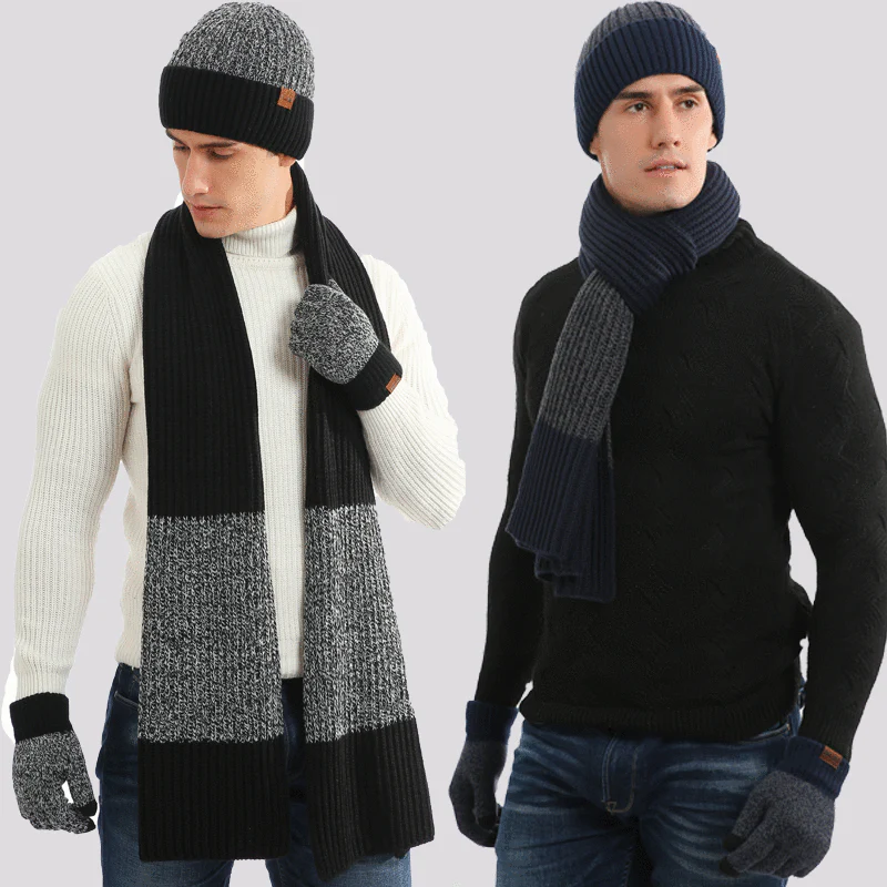 Thermal Suit Men's and Women's Hats Scarf Gloves Three-Piece Set - Image 8