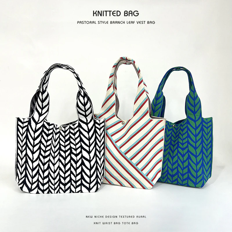 Wheat ear knitted small square handbag