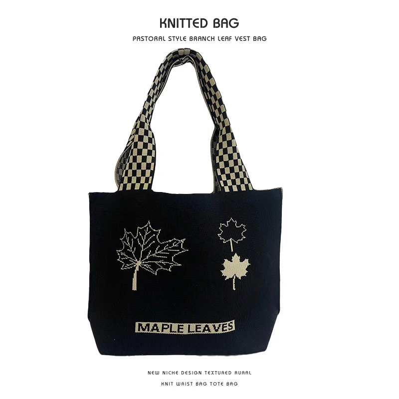 Wheat ear knitted small square handbag - Image 10