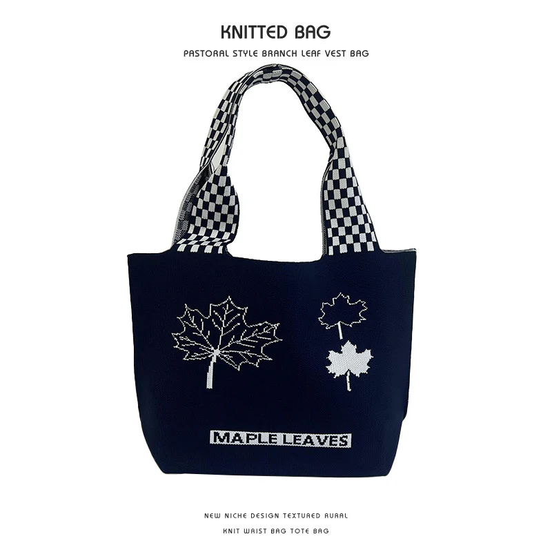 Wheat ear knitted small square handbag - Image 9