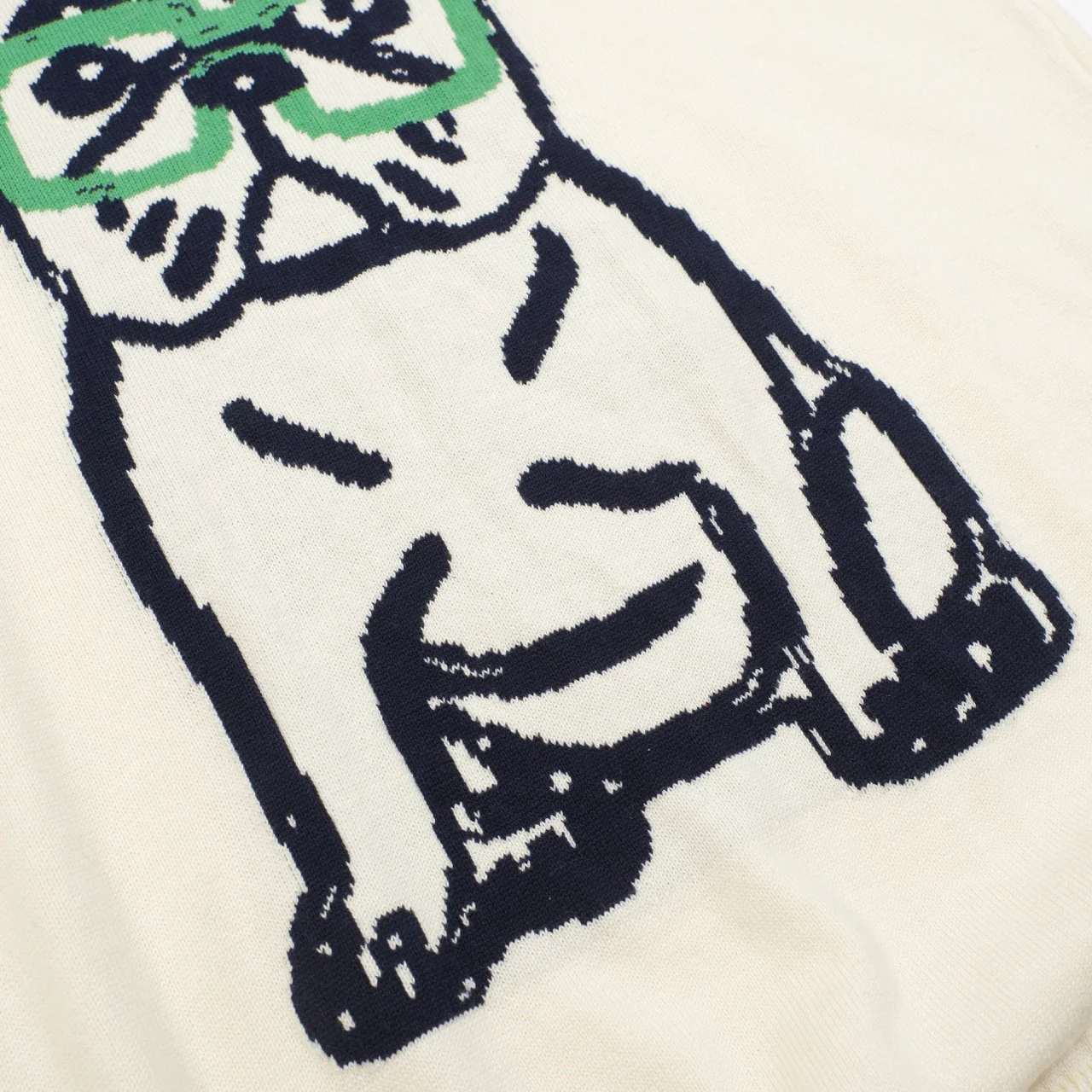 Women’s French Bulldog Knit Tee – Cream Short Sleeve Top - Image 6