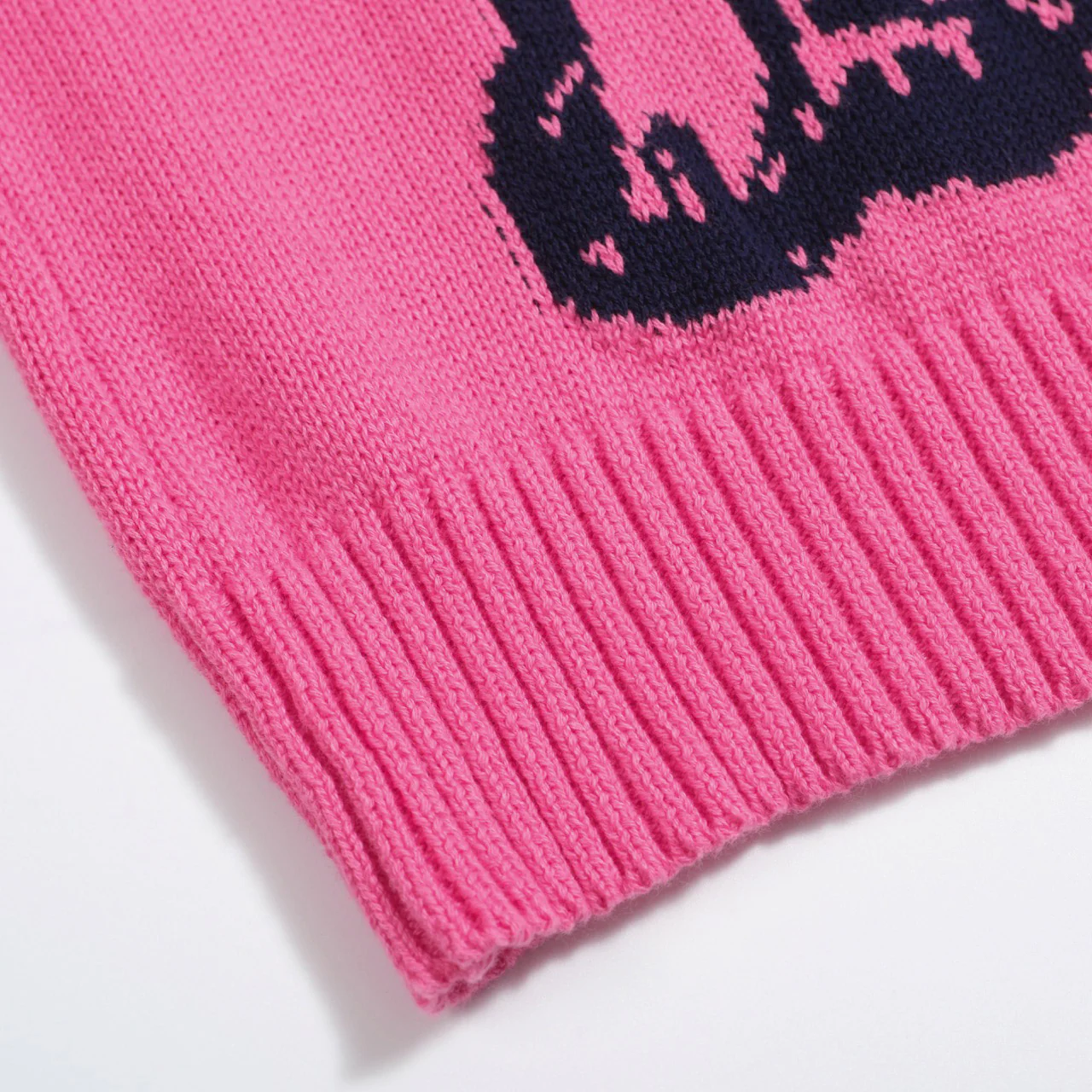 Women’s Hot Pink French Bulldog Sweater – Quirky Knit with Glasses Dog Motif - Image 7