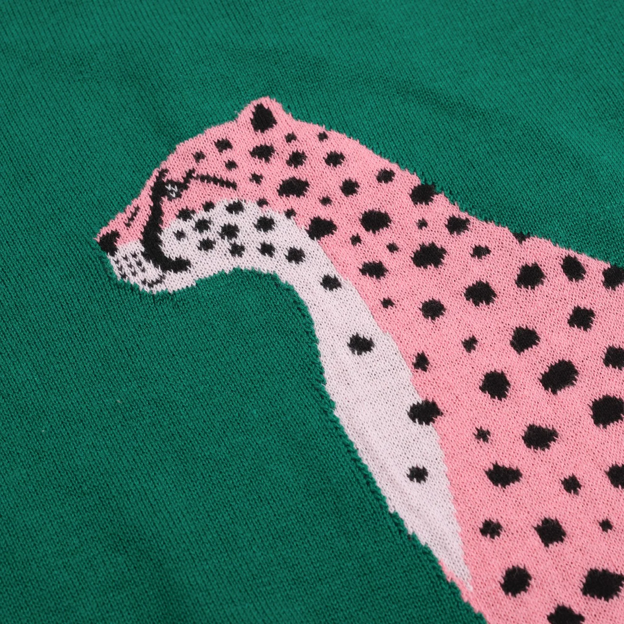 Women’s Pink Cheetah Knit Tee – Graphic Animal Print Sweater Top-Cropped Length - Image 2