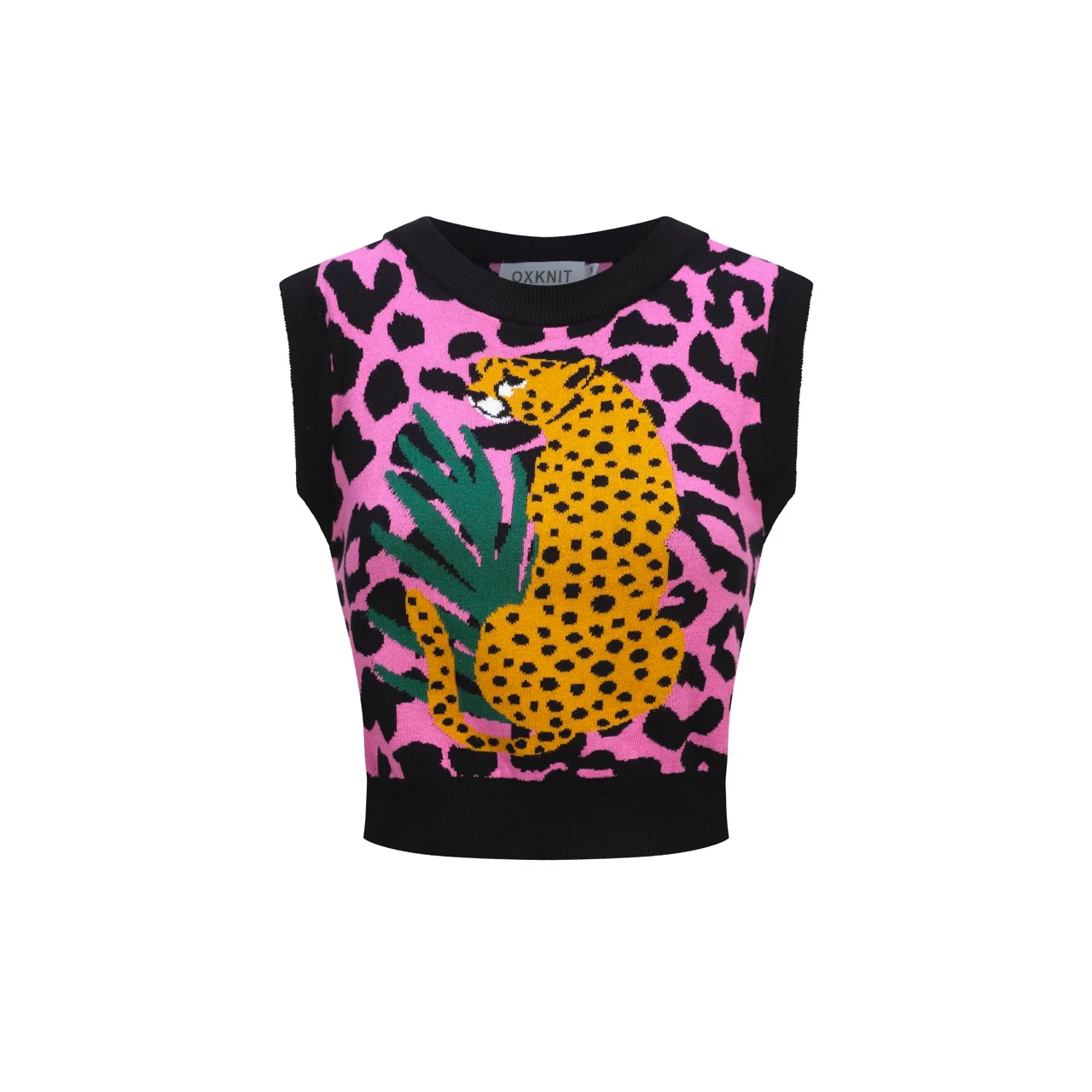 Women’s Pink Leopard Print Knit Set with Leopard and Plant Graphic - Image 3