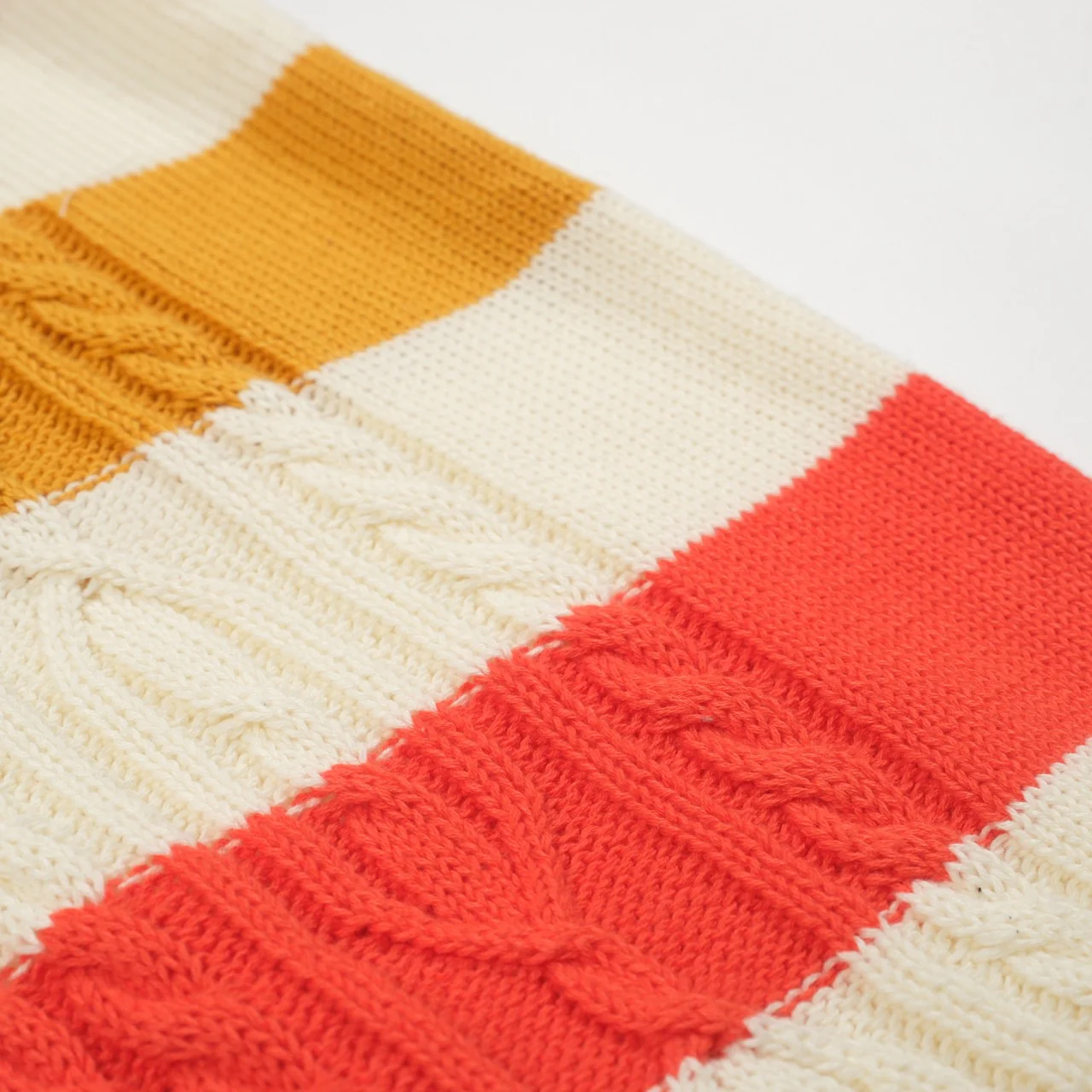 Women retro cream white twisted knit jacquard knitwear - Image 6
