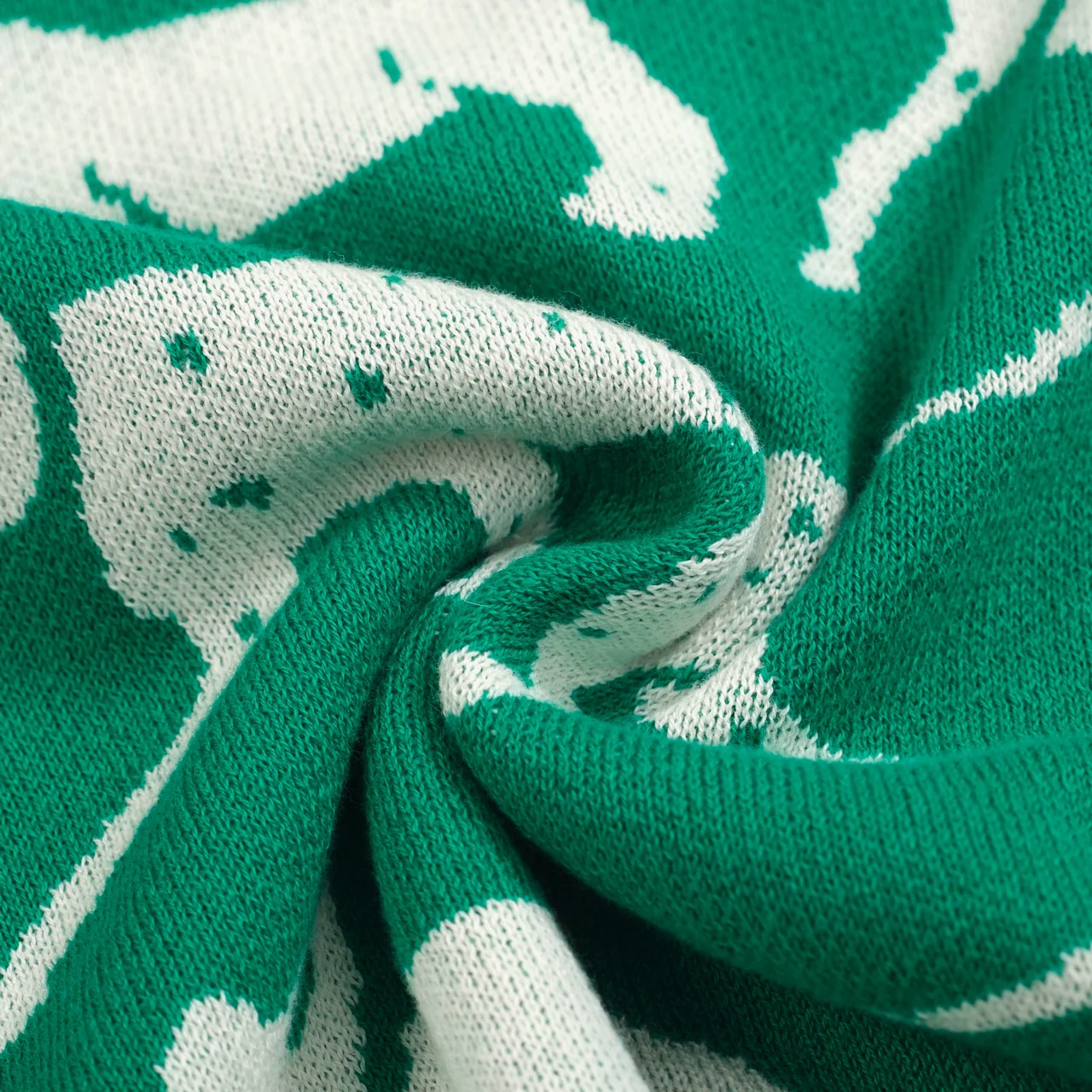 Women's Retro Dog Print Knit Tee – Green-Cropped Length - Image 9