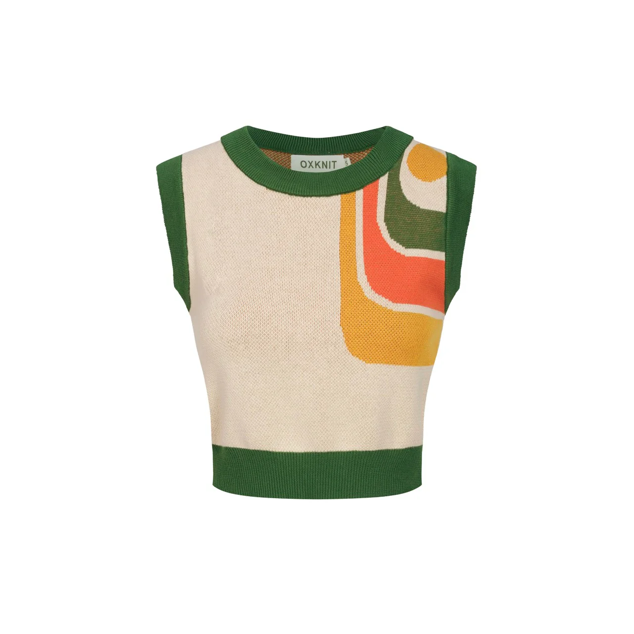 Women’s Retro-Inspired Knit Set with Bold Geometric Graphic - Image 3
