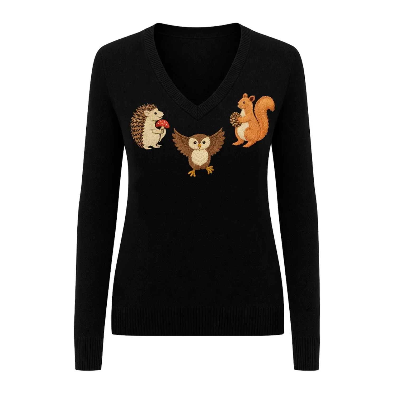 Women's animal embroidery vintage design Jacquard Knitwear