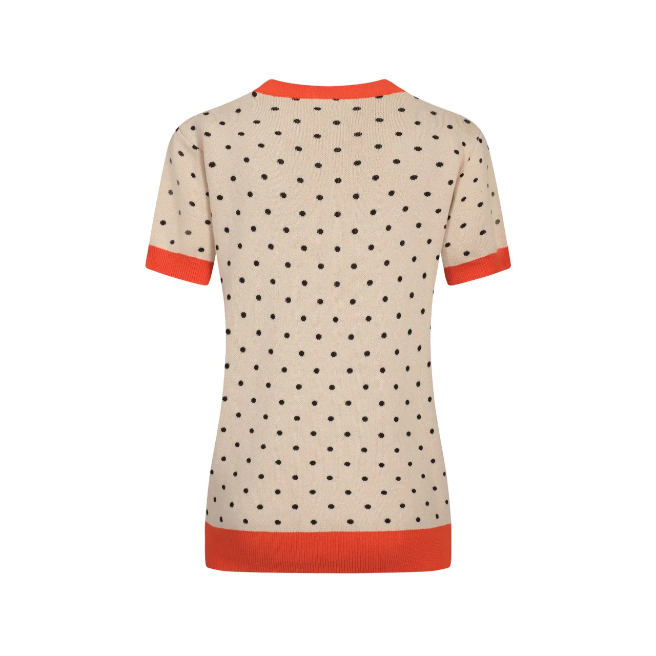 Women's apricot polka dot bird vintage knit T-shirt - Image 3