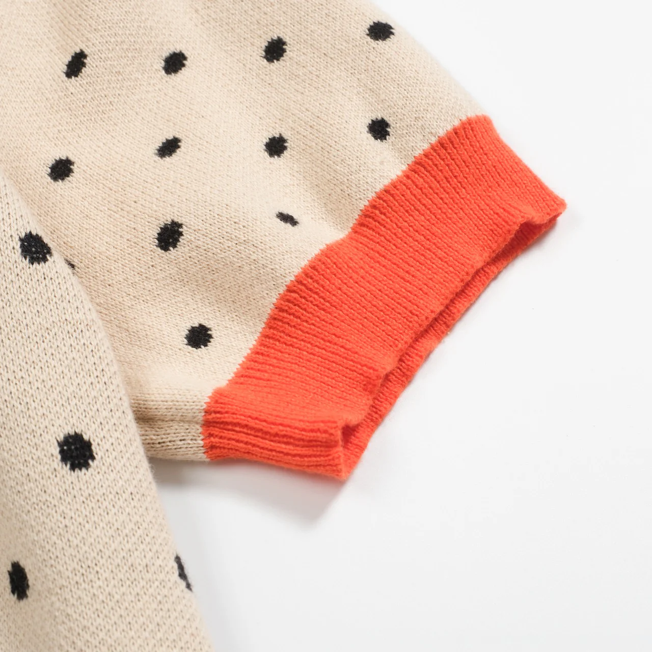 Women's apricot polka dot bird vintage knit T-shirt - Image 5