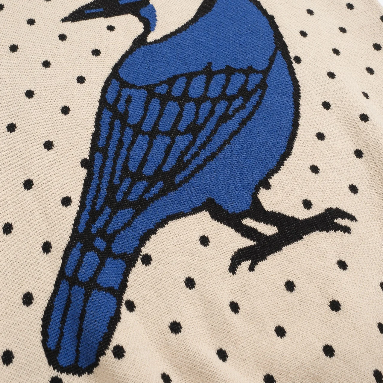 Women's apricot polka dot bird vintage knit T-shirt - Image 6