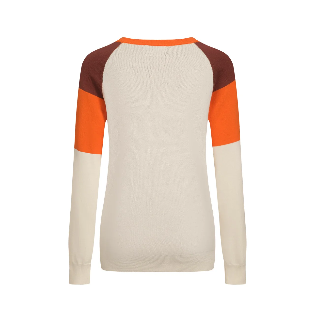 Women's Apricot Retro Bird Round-neck Plaid Knitwear - Image 3