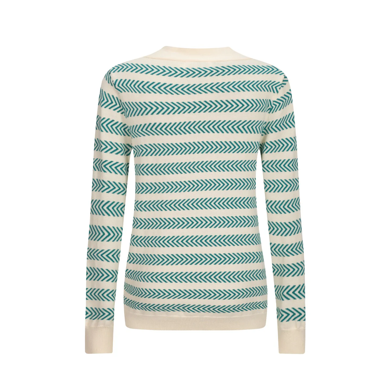 Women's Apricot Striped Vintage Street Knit Polo Shirt - Image 3