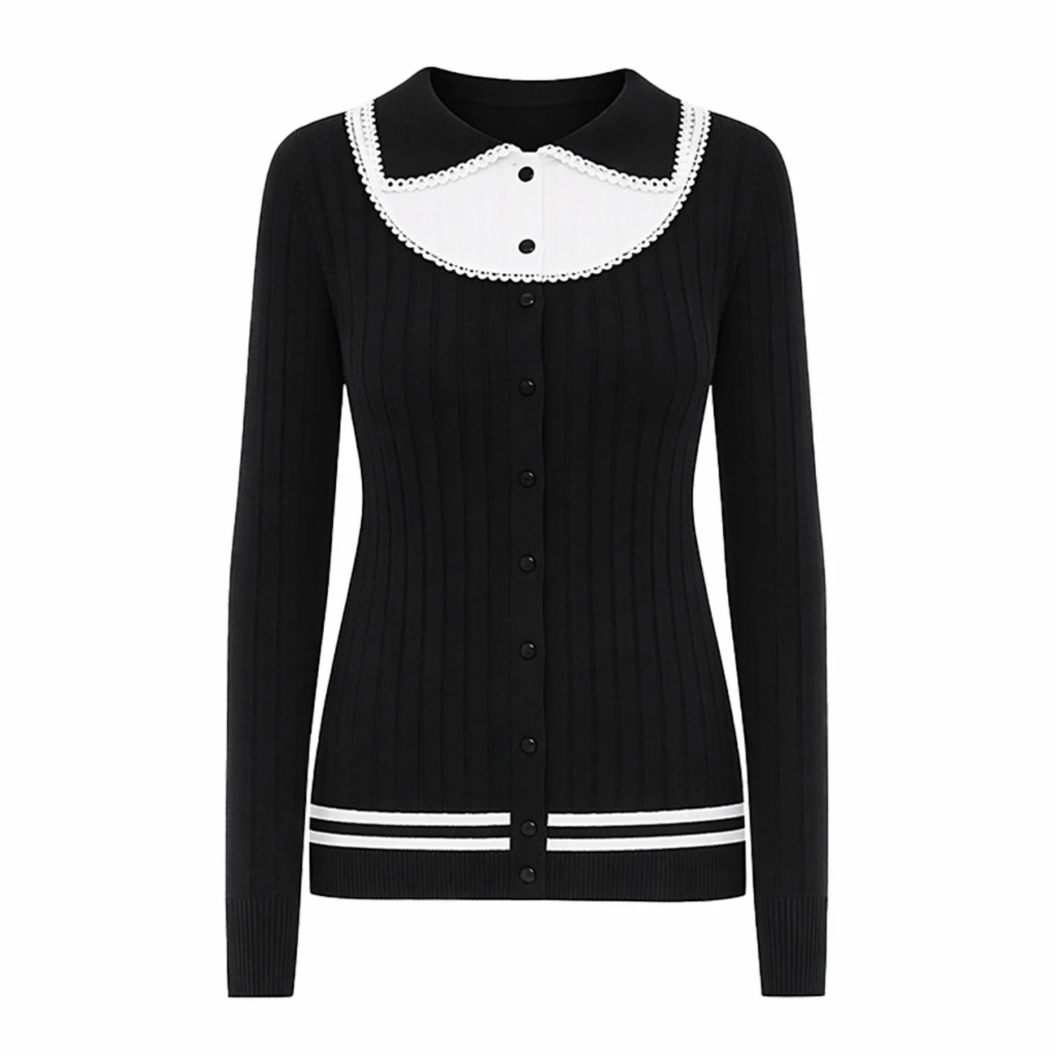 Women's Artistic Retro Collar Design Classic Jacquard Knitwear