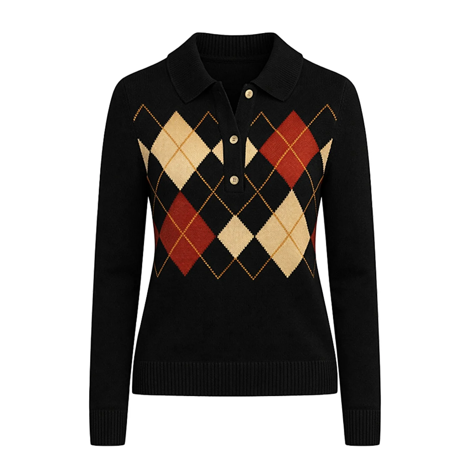 Women's Black Artistic Fashion Classic Jacquard Knitwear