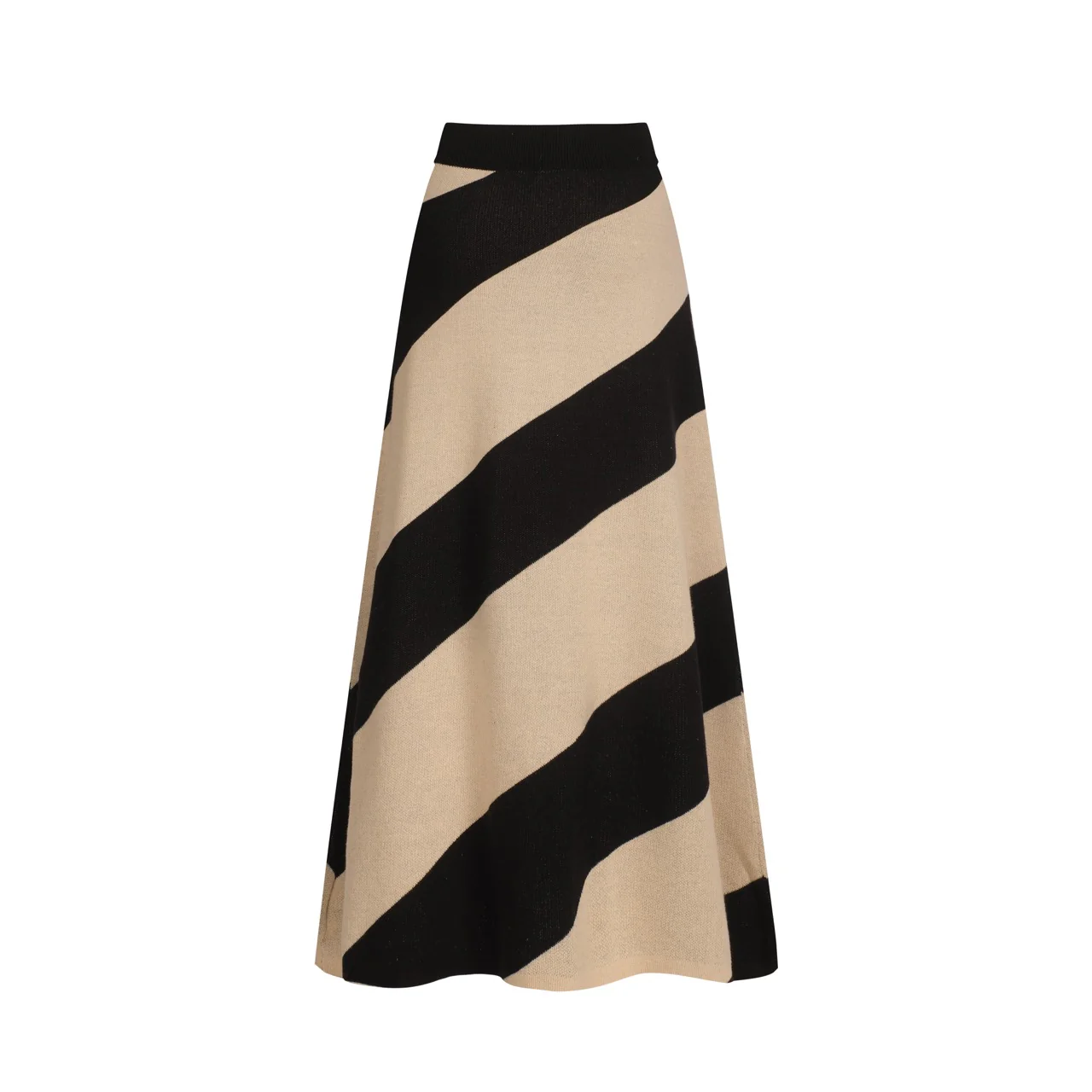 Women's black diagonal stripe jacquard vintage knit skirt - Image 3