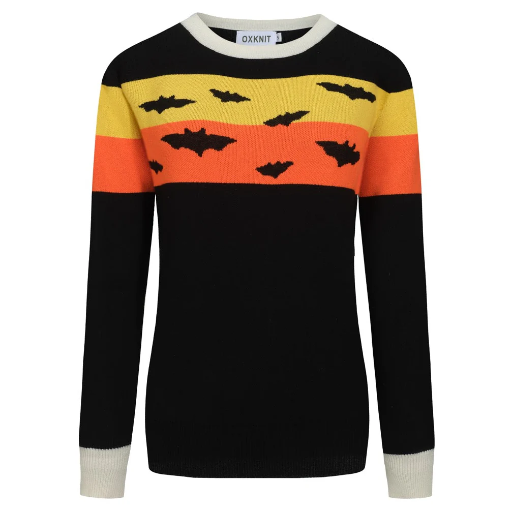 Women's black Halloween bat jacquard knitwear