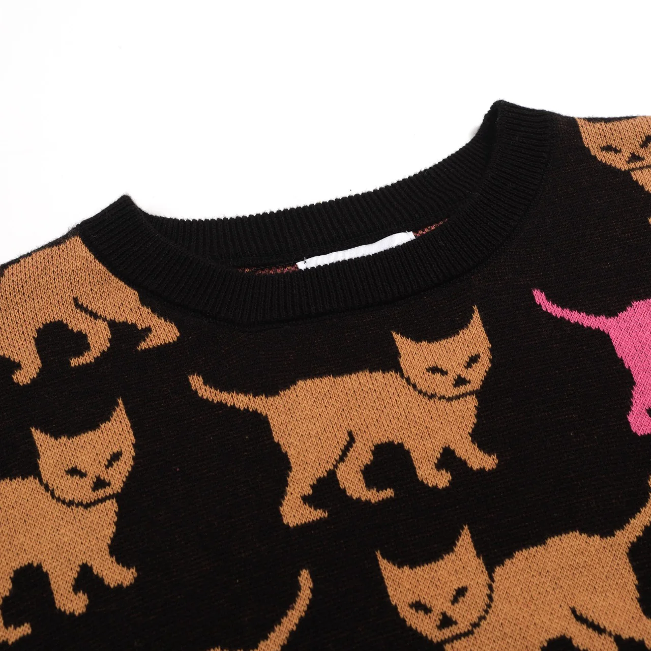 Women's black kitty-pattern jacquard knitwear - Image 4