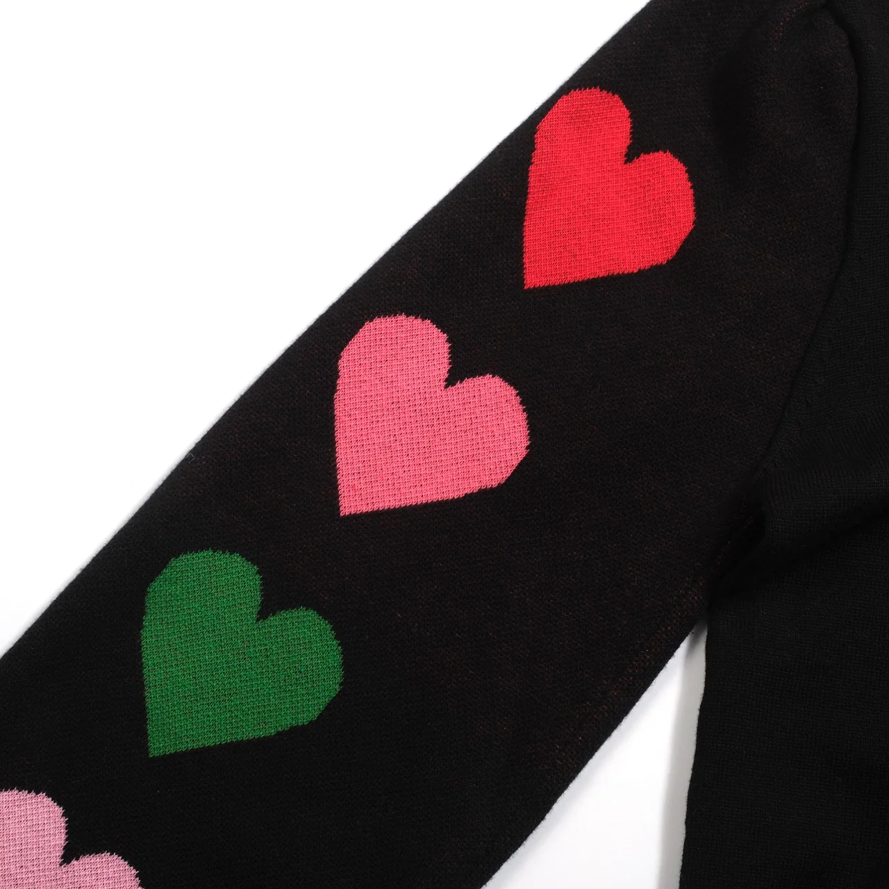 Women's black love jacquard bubble sleeve knitwear - Image 2