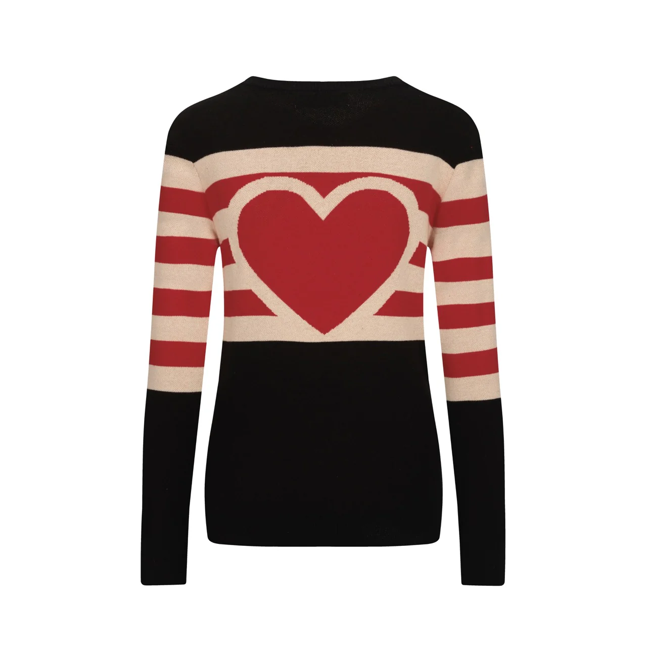 Women's black love stripe vintage jacquard knitwear - Image 3