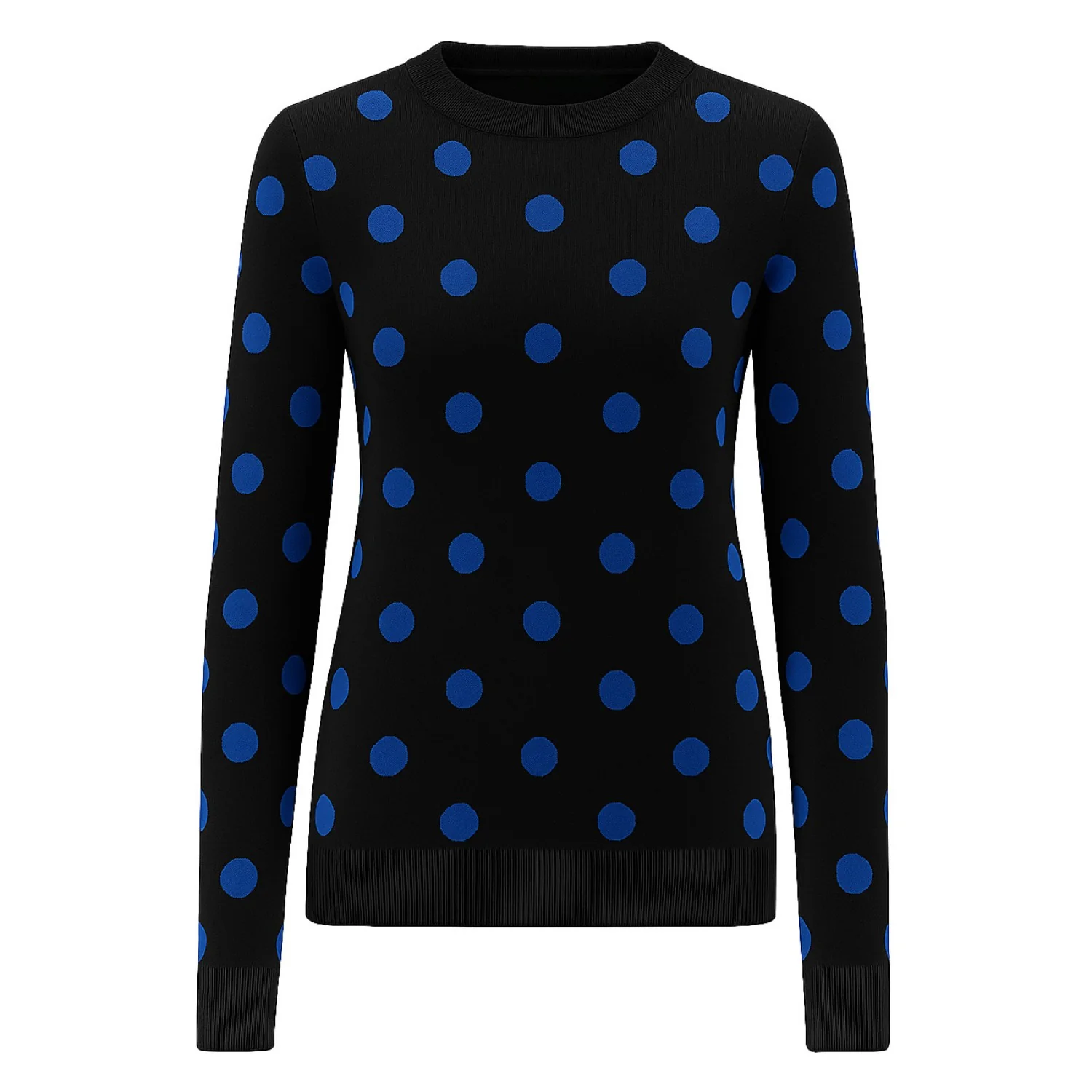 Women's black polka dot jacquard design knitwear