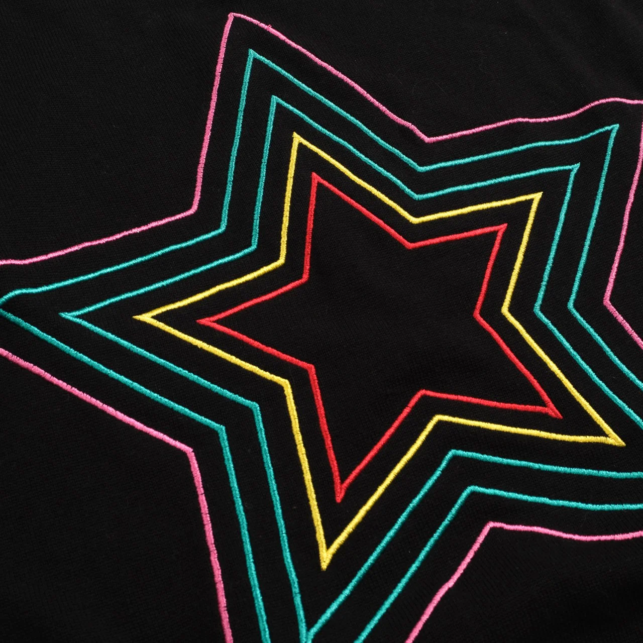 Women's black Retro Star Knitted Plaid Shoulder-Sleeved T-Shirt - Short Size - Image 2