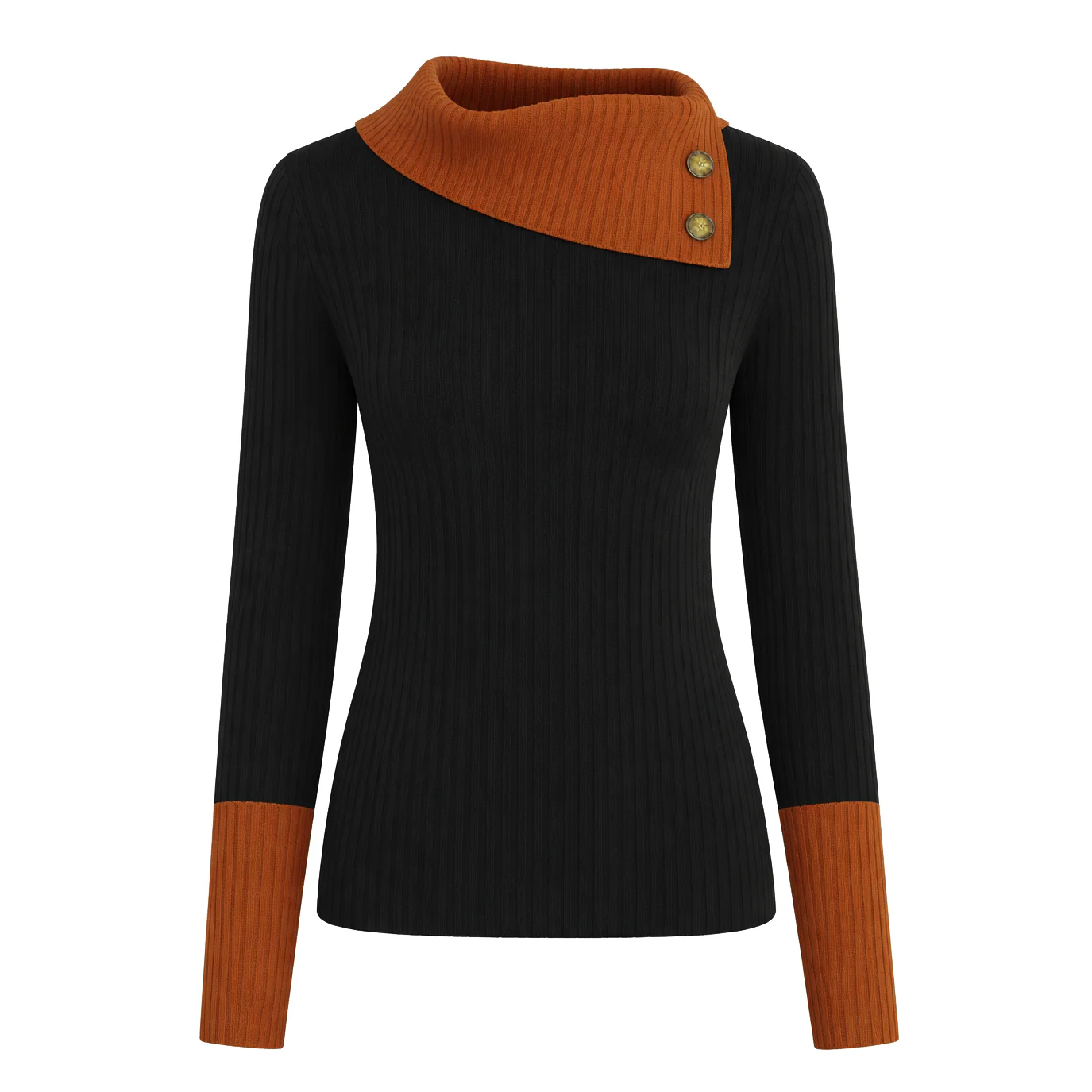 Women's black retro street art fashion knit polo shirt