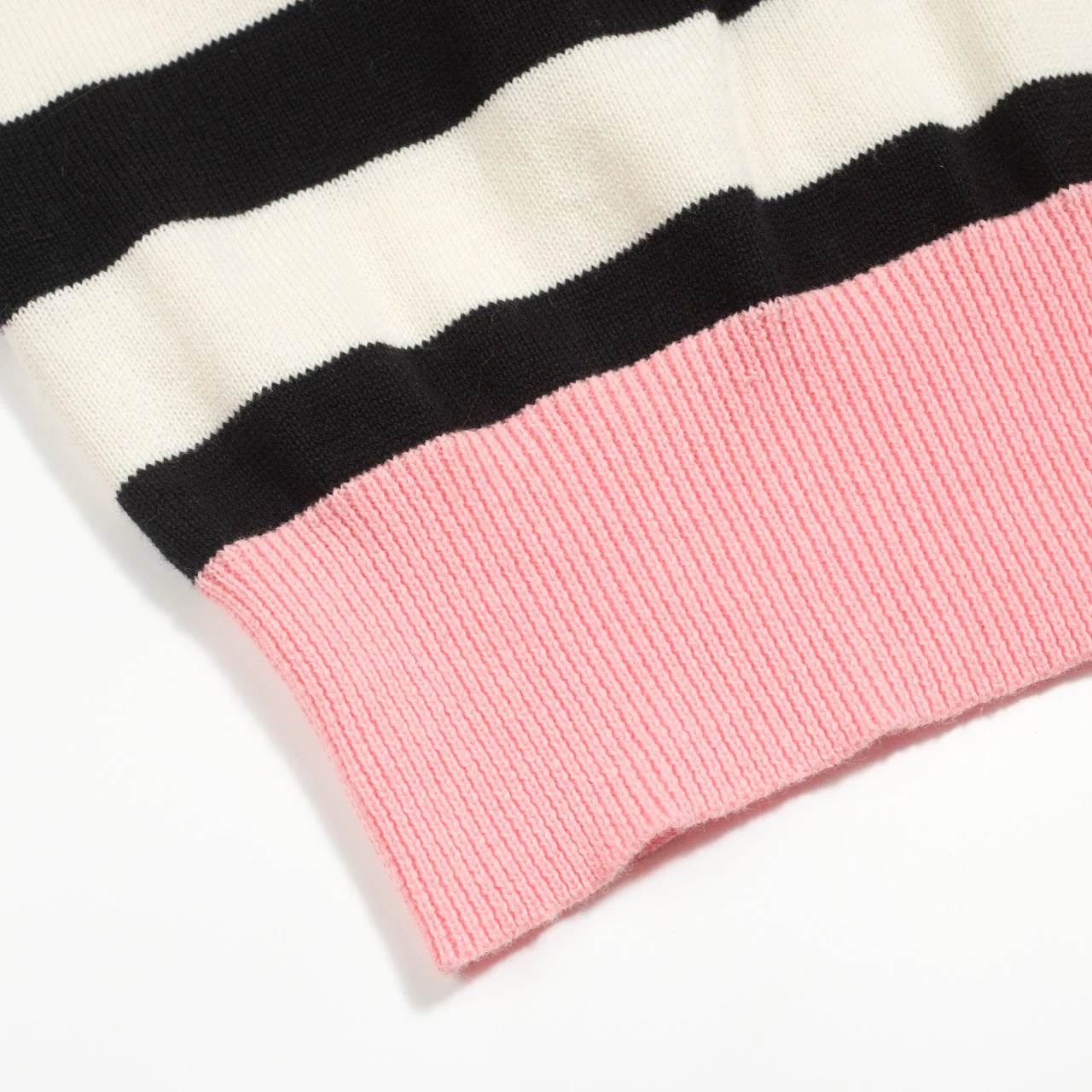 Women's black striped knitted bubble sleeve polo - Image 8