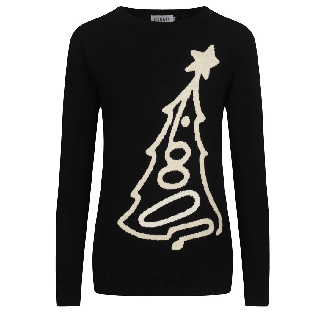 Women's black vintage pattern striped knitwear