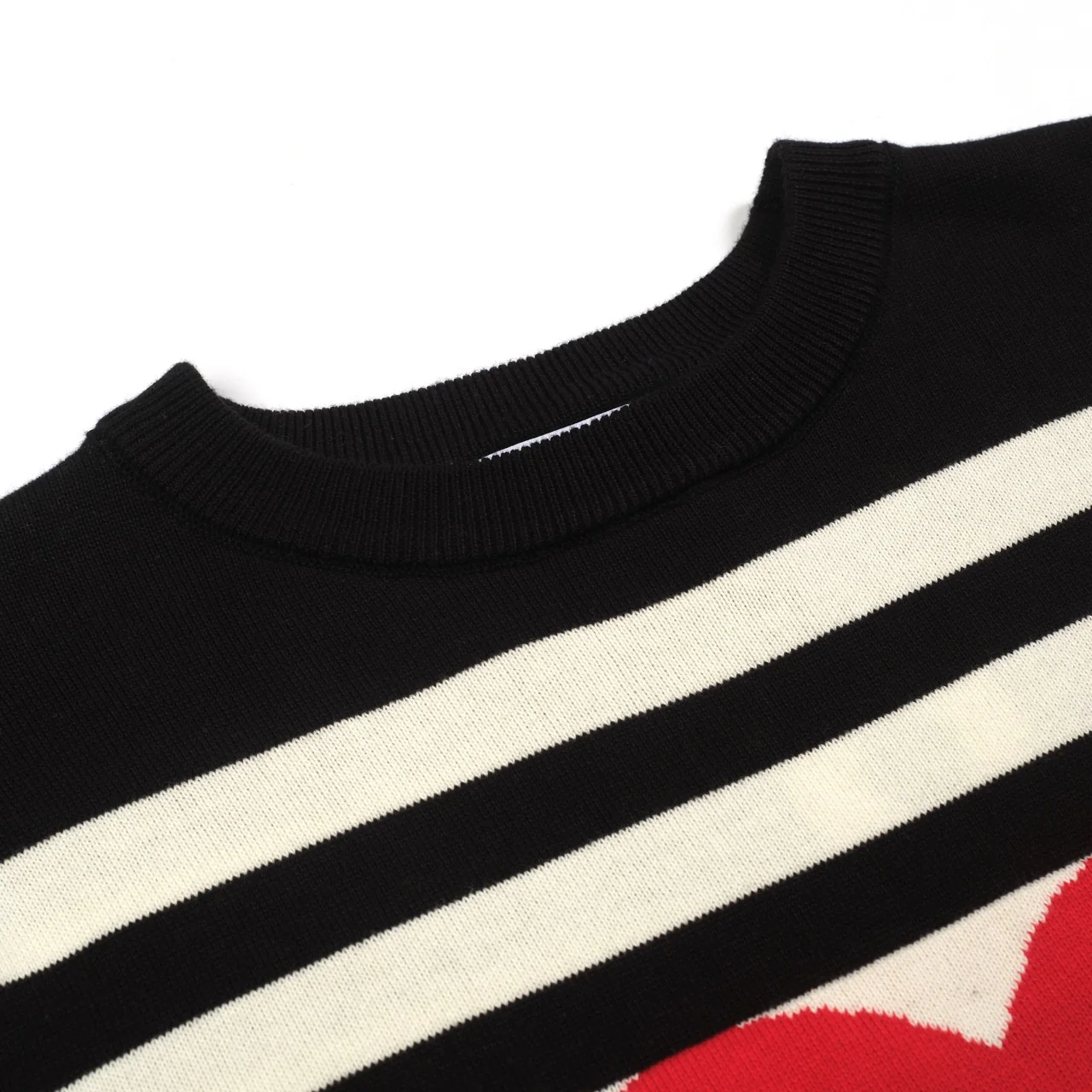 Women's black vintage striped love jacquard knitwear - Image 4