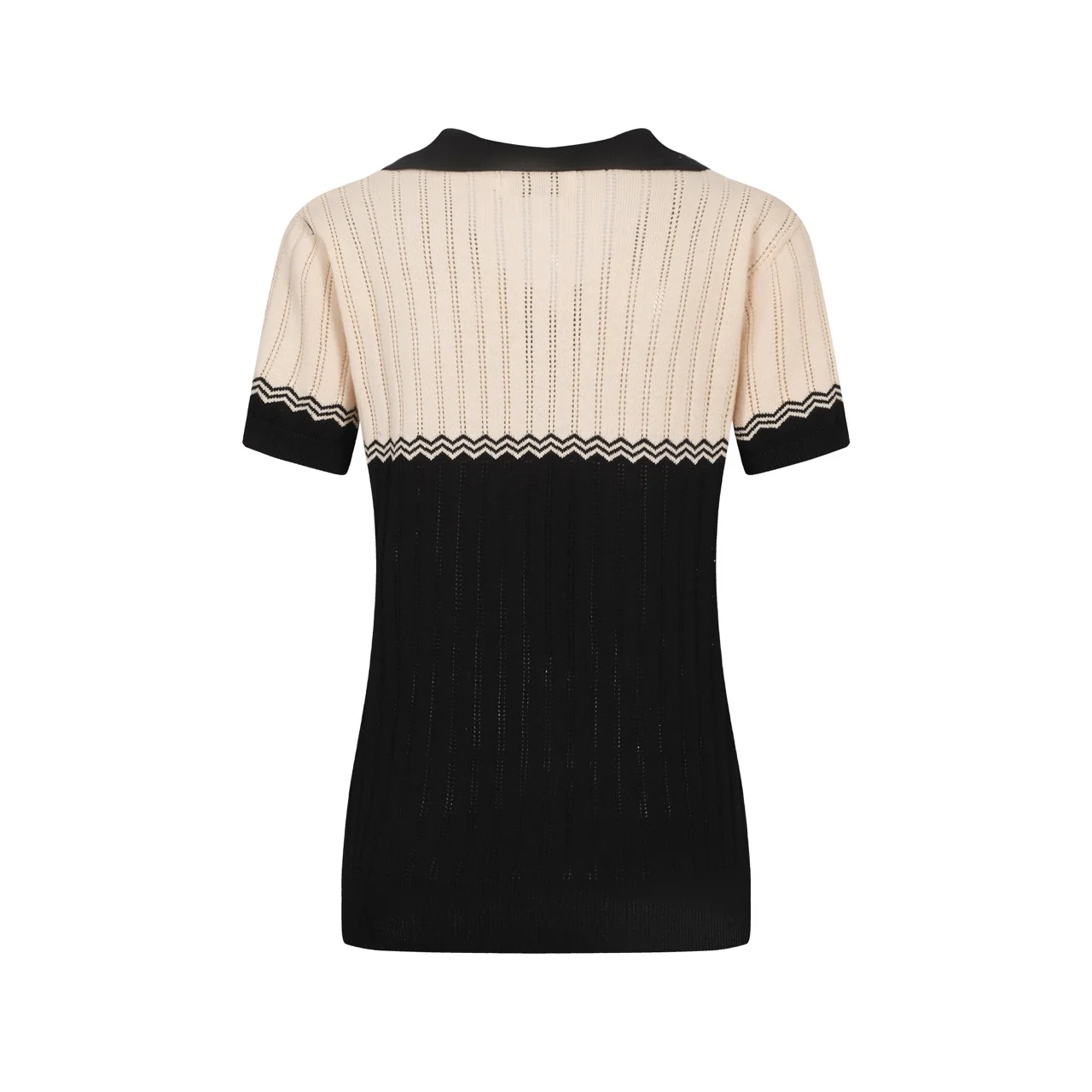 Women's black vintage textured jacquard V-neck cardigan - Image 4